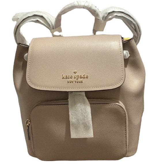 ♠️ kate spade ♠️ Darcy Refined Leather Flap Backpack, Warm Taupe - Picture 5 of 15